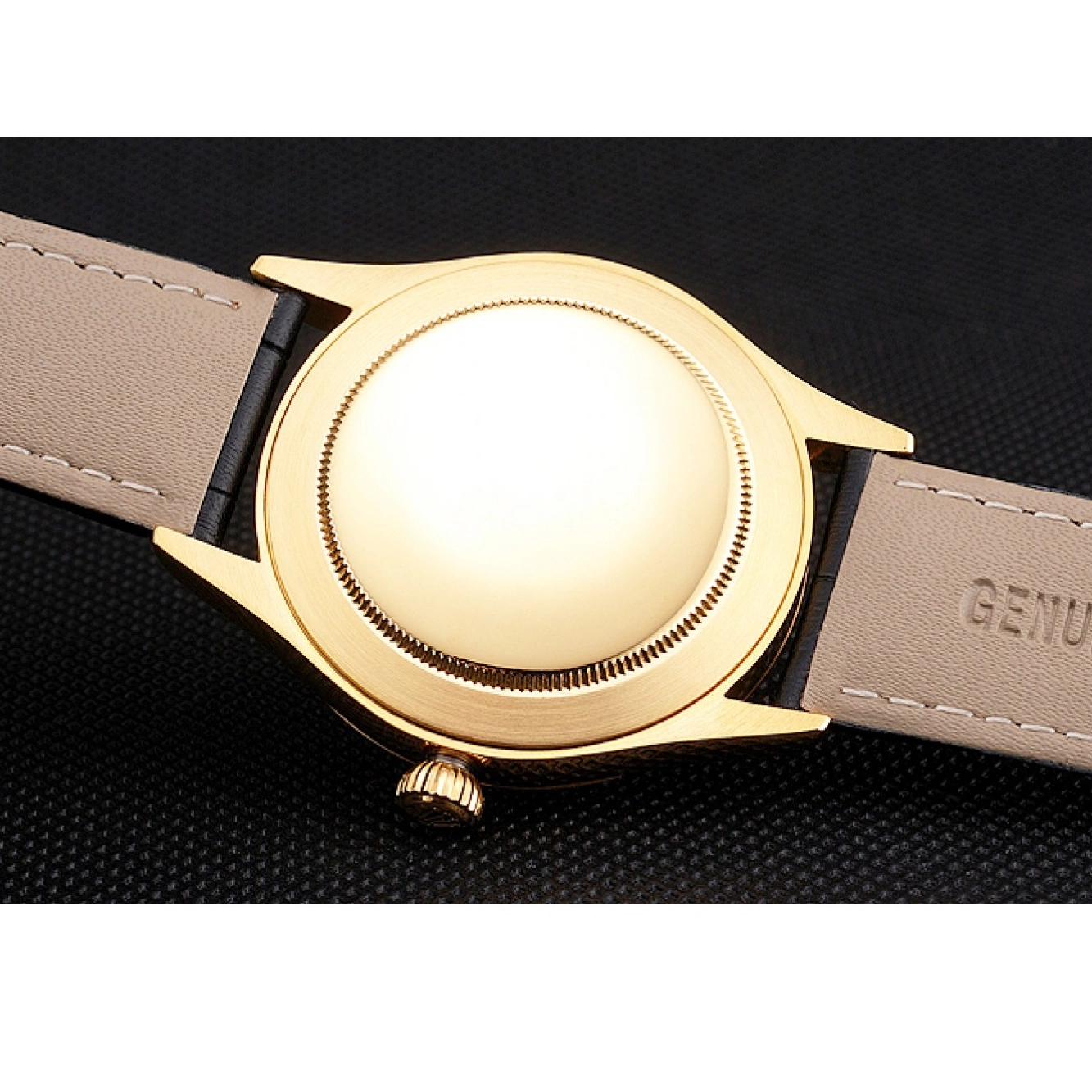 Rolex aaa copy Swiss Case Rolex Strap Leather Gold Black Black Datejust Dial 0626